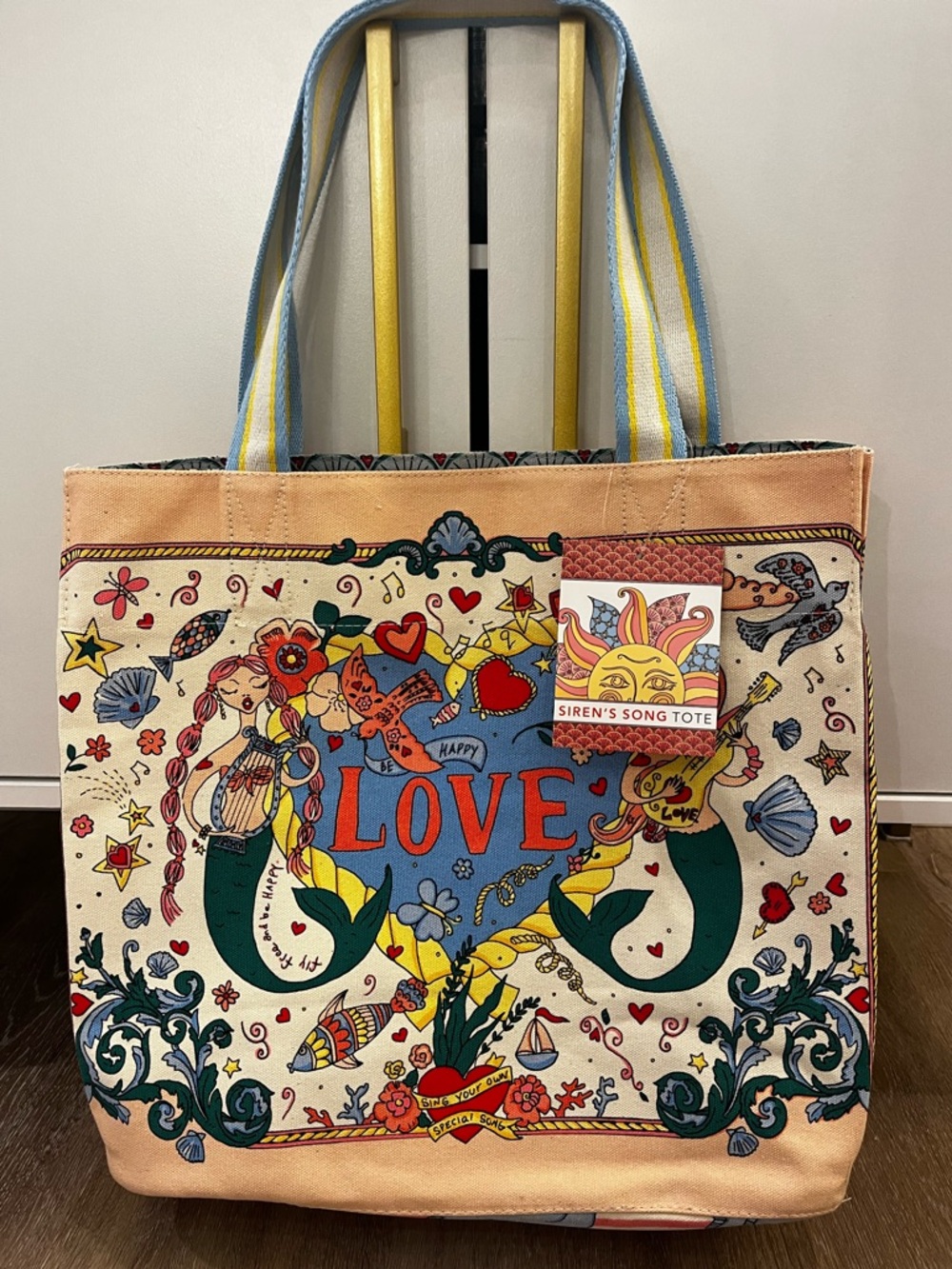 Brighton Cream & Peach 'LOVE' Siren's Song Canvas Tote
